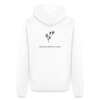 Maman Plus Belle Fleur De Mon Jardin - Veste à capuche bio Premium Unisexe - blanc - Dos - Thijin (182cm)