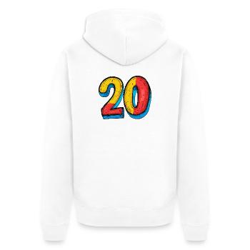 20 Zahl Bunt - Unisex Premium Bio Zip Hoodie - Weiß - Hinten - Thijin (182cm)