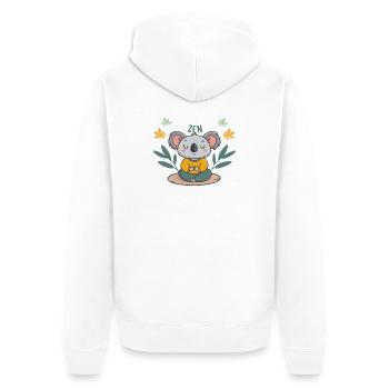 Koala-Zen-Meditation - Unisex Premium Bio Zip Hoodie - Weiß - Hinten - Thijin (182cm)