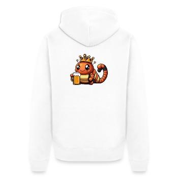 Wurm Bier König - Unisex Premium Bio Zip Hoodie - Weiß - Hinten - Thijin (182cm)