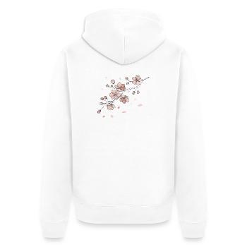Illustration artistique de la ligne de branche de la fleur de cerisier - Veste à capuche bio Premium Unisexe - blanc - Dos - Thijin (182cm)