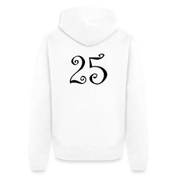25. 25 JAHRE. 25. JUBILÄUM. 25 JAHRESJUBILÄUM. - Unisex Premium Bio Zip Hoodie - Weiß - Hinten - Thijin (182cm)