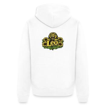 Leo Sunflower Crest - Unisex Premium Organic Zip Hoodie - white - Back - Thijin (182cm)