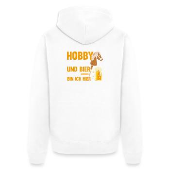Bier Pferd Hobby Horsing - Unisex Premium Bio Zip Hoodie - Weiß - Hinten - Thijin (182cm)