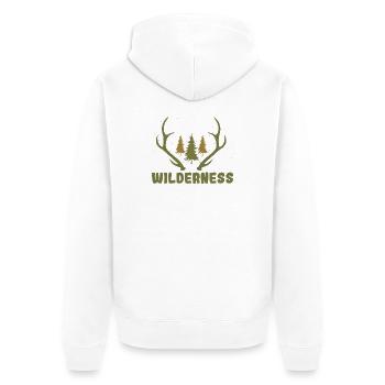 Wilderness Outdoor Deer Hunting Nature Design - Unisex Premium Bio Zip Hoodie - Weiß - Hinten - Thijin (182cm)
