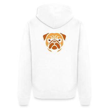 Mops , Hundekopf - Unisex Premium Bio Zip Hoodie - Weiß - Hinten - Thijin (182cm)