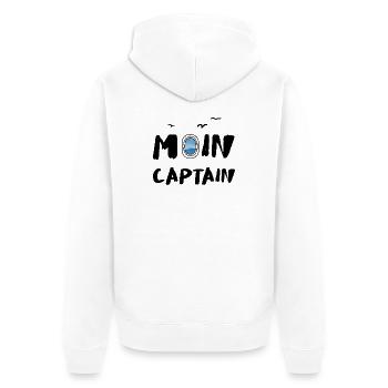 Moin Captain Meer Möwe See Reise Seefahrt - Unisex Premium Bio Zip Hoodie - Weiß - Hinten - Thijin (182cm)