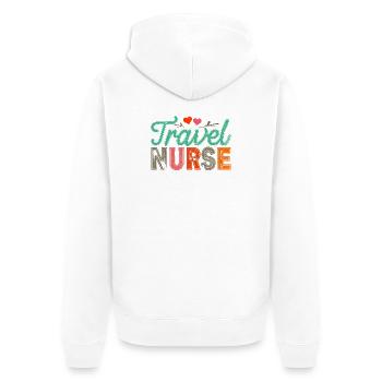 Reisepflegerin-Design Herzschlag Travel Nurse - Unisex Premium Bio Zip Hoodie - Weiß - Hinten - Thijin (182cm)