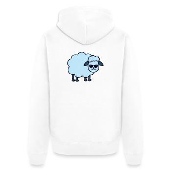 Sonnenbrillen Schaf Blau - Unisex Premium Bio Zip Hoodie - Weiß - Hinten - Thijin (182cm)