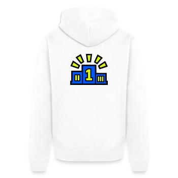 Sieger Podest Platz 1 Champion - Unisex Premium Bio Zip Hoodie - Weiß - Hinten - Thijin (182cm)