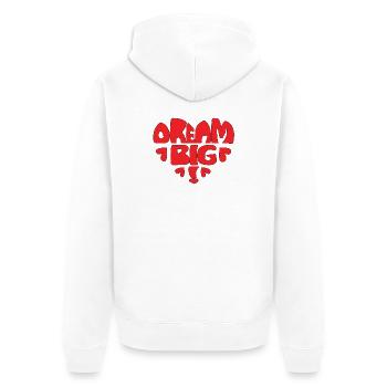 Dream Big! rot - Unisex Premium Bio Zip Hoodie - Weiß - Hinten - Thijin (182cm)