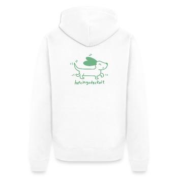  Dackel verspielt, handgezeichnet - Unisex Premium Bio Zip Hoodie - Weiß - Hinten - Thijin (182cm)