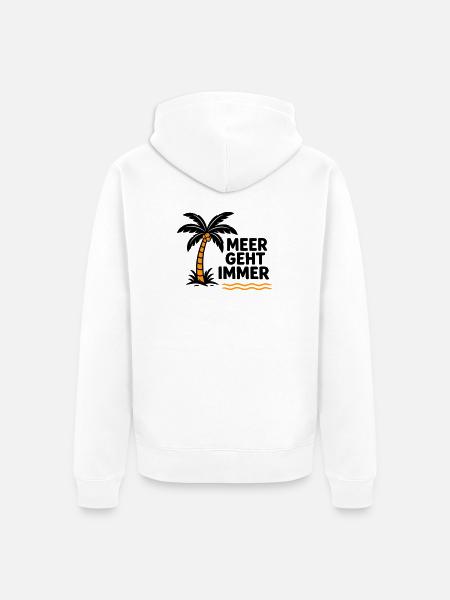 Orangen Palme am Meer - Unisex Premium Bio Zip Hoodie - Weiß