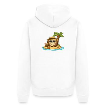 Coconut Beach Hedgehog with Sunglasses - Unisex Premium Organic Zip Hoodie - white - Back - Thijin (182cm)