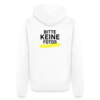 Bitte keine Fotos ich bin krankgeschrieben - Unisex Premium Bio Zip Hoodie - Weiß - Hinten - Thijin (182cm)