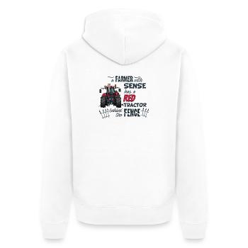 0362_A_Farmer_with_sense - Unisex Premium Bio Zip Hoodie - Weiß - Hinten - Thijin (182cm)