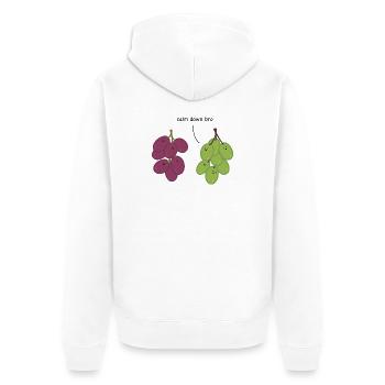 Beruhig dich, Bruder – Trauben - Unisex Premium Bio Zip Hoodie - Weiß - Hinten - Thijin (182cm)
