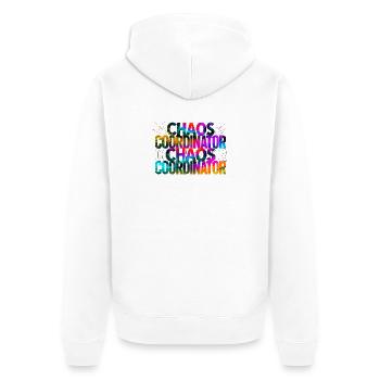 Chaos Coordinator Regenbogen Farbenspruch - Unisex Premium Bio Zip Hoodie - Weiß - Hinten - Thijin (182cm)