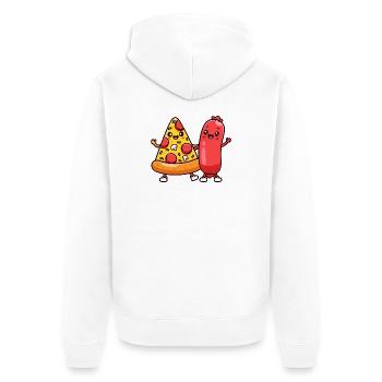 Pizzastück und Wurstfreunde - Unisex Premium Bio Zip Hoodie - Weiß - Hinten - Thijin (182cm)
