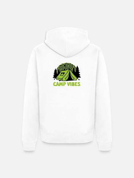 Tent Camp Vibes Logo - Unisex Premium Organic Zip Hoodie - white