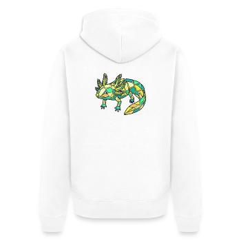 Geometric Axolotl Mosaic - Unisex Premium Organic Zip Hoodie - white - Back - Thijin (182cm)