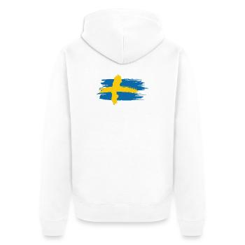 Schweden – Blau Gelb Landkarte Brush Design - Unisex Premium Bio Zip Hoodie - Weiß - Hinten - Thijin (182cm)