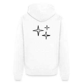 Funkeln handgezeichnet - Unisex Premium Bio Zip Hoodie - Weiß - Hinten - Thijin (182cm)