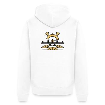 Tischkreissaege Holz Logo - Unisex Premium Bio Zip Hoodie - Weiß - Hinten - Thijin (182cm)