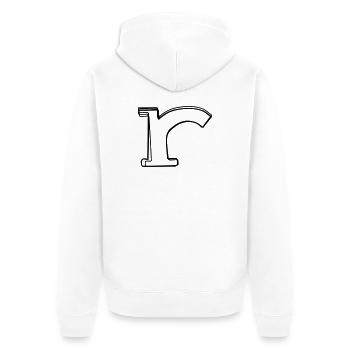 Kleinbuchstabe r handgezeichnet - Unisex Premium Bio Zip Hoodie - Weiß - Hinten - Thijin (182cm)