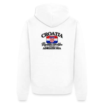 Croatia - Kroatien - Wappen - Mittelmeer - Adria - Unisex Premium Bio Zip Hoodie - Weiß - Hinten - Thijin (182cm)