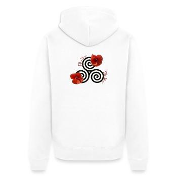Celtic Mohn - Unisex Premium Bio Zip Hoodie - Weiß - Hinten - Thijin (182cm)
