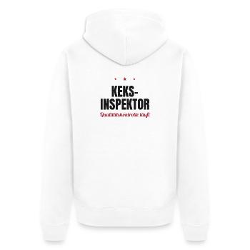 Keks-Inspektor – Qualitätskontrolle läuft - Unisex Premium Bio Zip Hoodie - Weiß - Hinten - Thijin (182cm)