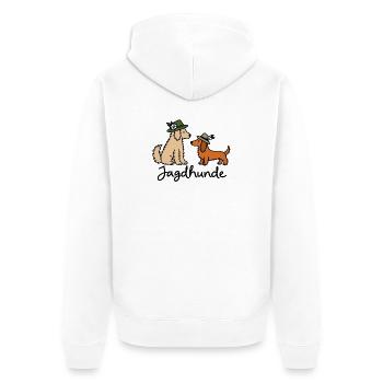 Jagdhunde Dackel und Retriever - Unisex Premium Bio Zip Hoodie - Weiß - Hinten - Thijin (182cm)