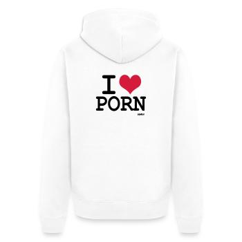 i love porn by wam - Unisex Premium Bio Zip Hoodie - Weiß - Hinten - Thijin (182cm)