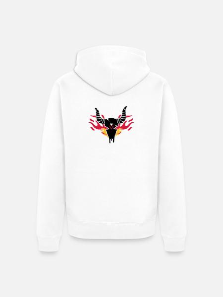 Bull skull with flames - Unisex Premium Organic Zip Hoodie - white