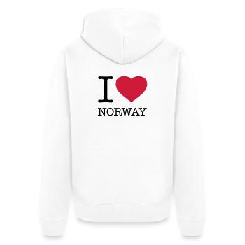 I LOVE NORWAY Norge Norwegen - Unisex Premium Organic Zip Hoodie - white - Back - Thijin (182cm)