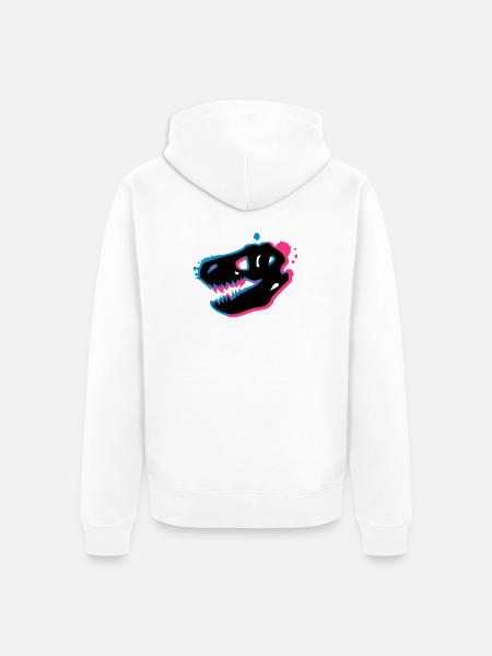 T Rex Skull 3-D - Unisex Premium Organic Zip Hoodie - white