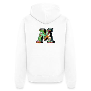 M Farbexplosion Doodle-Kunst - Unisex Premium Bio Zip Hoodie - Weiß - Hinten - Thijin (182cm)