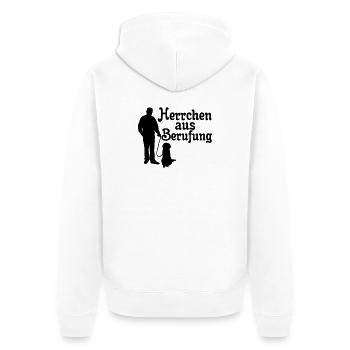 Herrchen aus Berufung, Hund, Tier, Geschenk - Unisex Premium Bio Zip Hoodie - Weiß - Hinten - Thijin (182cm)