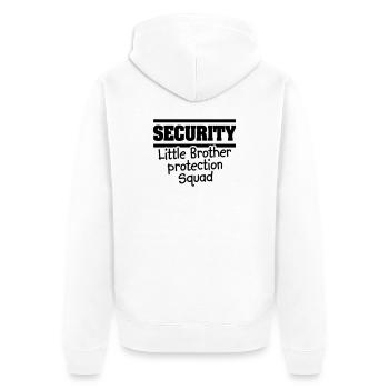 Security Little brother protection squat - Big bro - Unisex Premium Organic Zip Hoodie - white - Back - Thijin (182cm)
