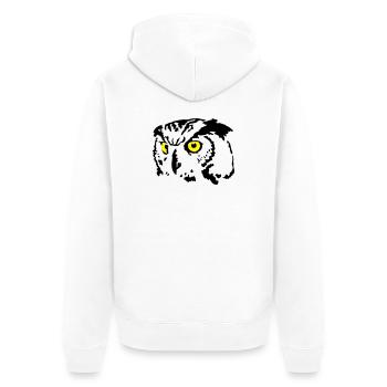 Eule - Unisex Premium Bio Zip Hoodie - Weiß - Hinten - Thijin (182cm)