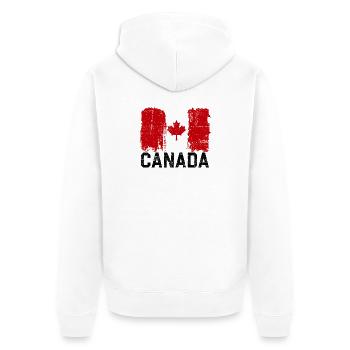 Grunge Canada Flag Maple Leaf Art - Unisex Premium Organic Zip Hoodie - white - Back - Thijin (182cm)