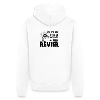 Defender land.rover lustig Geschenk idee - Unisex Premium Bio Zip Hoodie - Weiß - Hinten - Thijin (182cm)