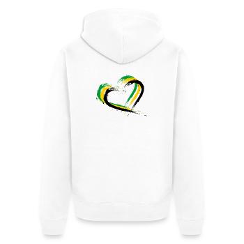 Drapeau de brosse de coeur de la Jamaïque - Veste à capuche bio Premium Unisexe - blanc - Dos - Thijin (182cm)