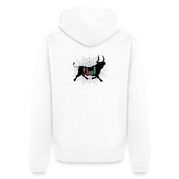 Stocks Bulle - Unisex Premium Organic Zip Hoodie - white - Back - Thijin (182cm)