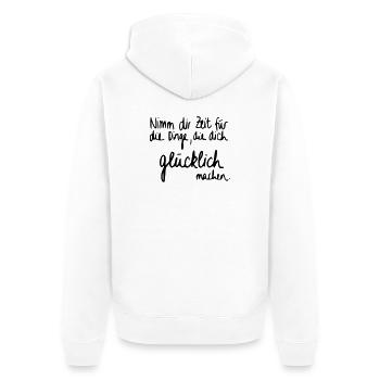 Zeit für Glück - Unisex Premium Bio Zip Hoodie - Weiß - Hinten - Thijin (182cm)