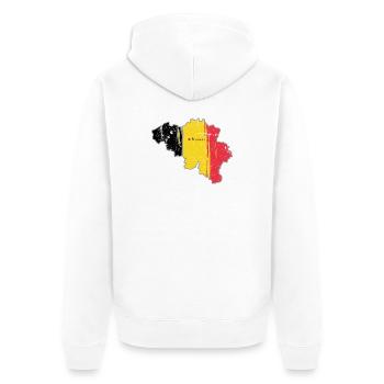 Belgische Flagge Karte von Brüssel - Unisex Premium Bio Zip Hoodie - Weiß - Hinten - Thijin (182cm)