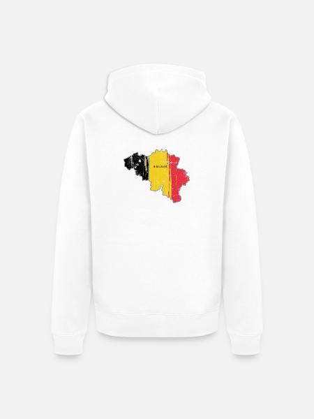 Belgian Flag Map of Brussels - Unisex Premium Organic Zip Hoodie - white