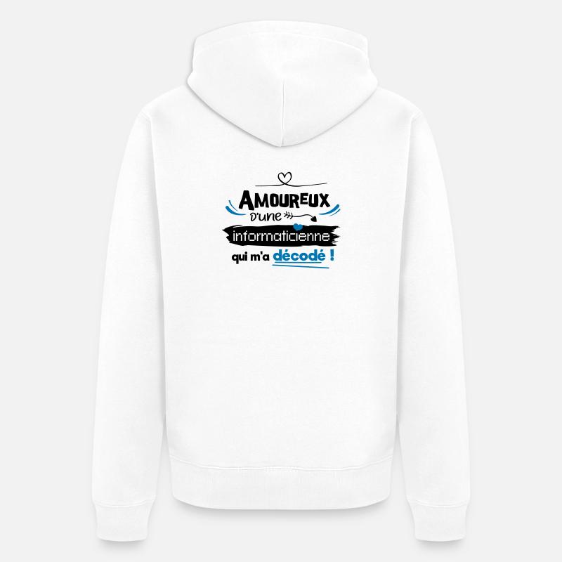Amoureux d'une informaticienne ! humour geek - Veste à capuche bio Premium Unisexe - blanc