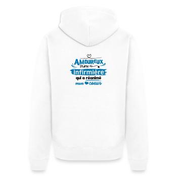Amoureux d'une infirmière ! humour - Veste à capuche bio Premium Unisexe - blanc - Dos - Thijin (182cm)